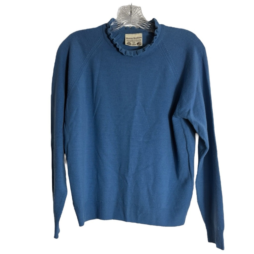 MURRAY BROTHERS *VINTAGE* Wool Ruffle Neck Sweater in Cornflower Blue - Picture 3 of 8